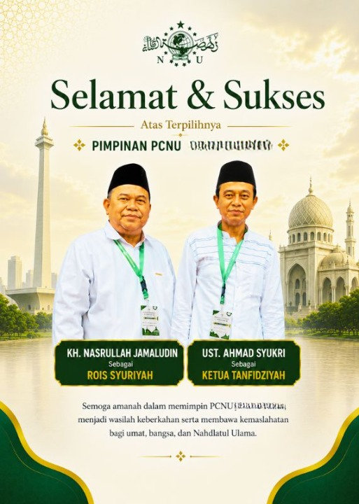 PCNU  Pengurus Cabang Kabupaten Pesisir Selatan Rois Syuriyah KH Nasrullah Jamaludin dan Ketua Tanfidziyah Ust Ahmad Syukri